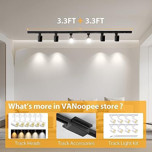 VANoopee 13FT H Track Lighting Rails Kit Black 1