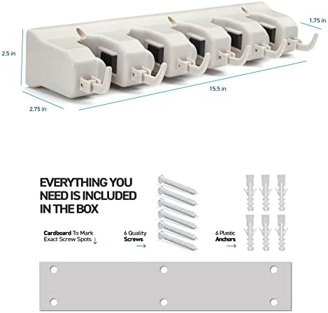 Home-it 5-Position Mop Broom Wall Mount Holder