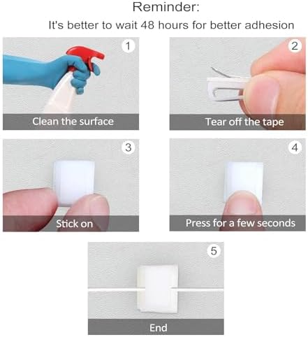 80 PCS LED Light Strip Clips 10mm White Self Adhesive Mounting Holders