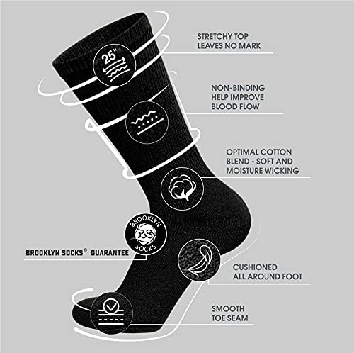 Big and Tall Mens Diabetic Socks - 6 Pairs Black Gray White