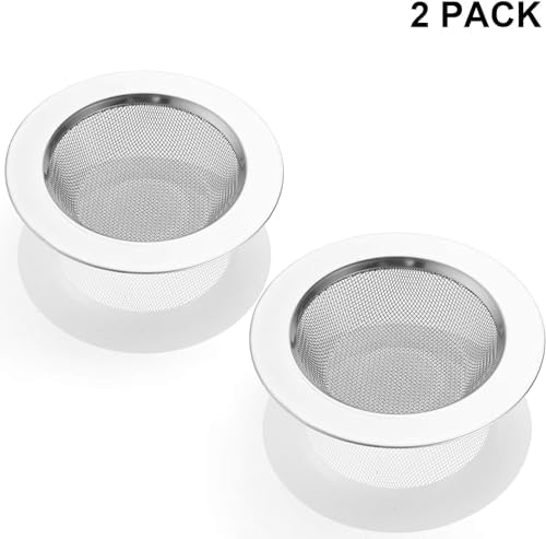 LASSHSWA 2 PCS Stainless Steel Sink Strainer 45 Wide Rim for Kitchen