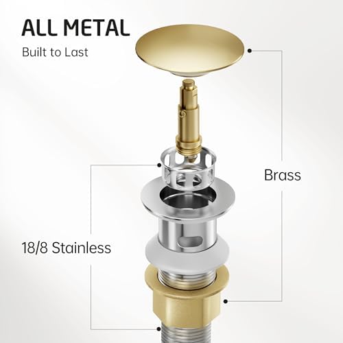 KES Chrome Bathroom Sink Drain with Overflow Hole and Hair Catcher