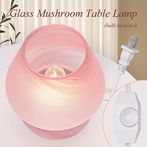 ONEWISH Mushroom Lamp Pink Table Lamp for Bedroom Nightstand