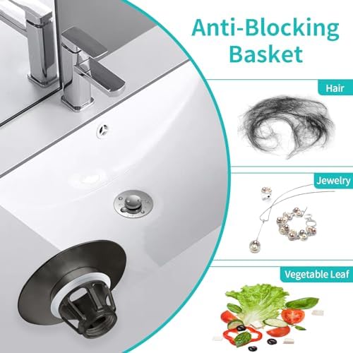 Universal Sink Stopper with Hair Catcher - 104-197 Inch Drain Hole