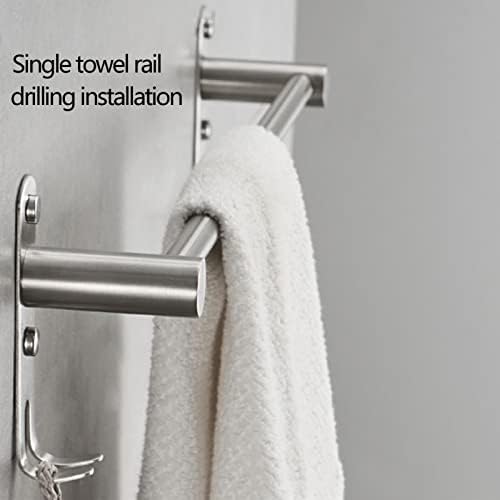 Stainless Steel Towel Rail with 2 Hooks for Bathroom and Kitchen
