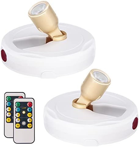 Remote Control Battery Spotlights - 2pcs LED Puck Lights with 360 Rotation