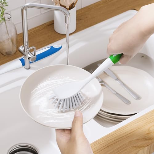 Amazer Dish Brush with Handle 2 Pack Kitchen Scrub Brushes