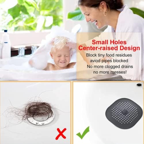 Silicone Hair Catcher Drain Cover for Shower and Bathtub