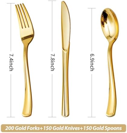 Goodluck 500PCS Gold Plastic Cutlery Set