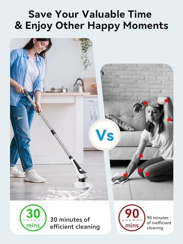 Cordless Electric Spin Scrubber with 8 Replaceable Heads