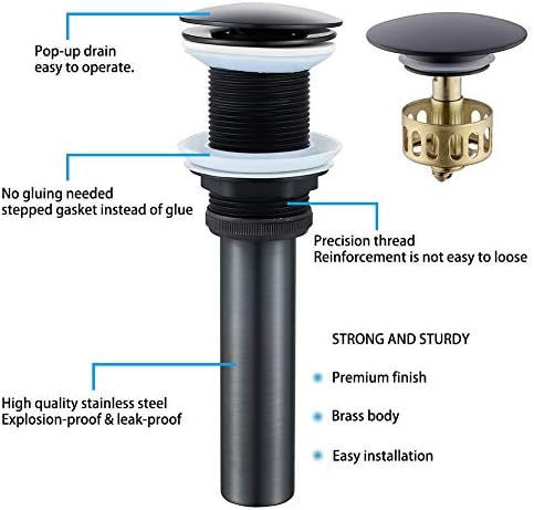 VOTON Matte Black Pop Up Drain Stopper