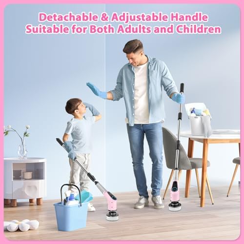 Dovety Electric Spin Scrubber with 8 Brush Heads and Extension Handle
