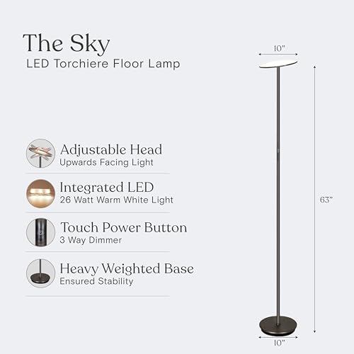 Brightech Sky LED Floor Lamp with Dimmer - Bronze 1