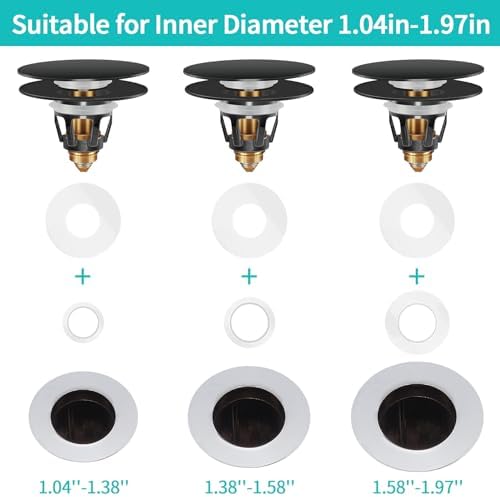 Universal Sink Stopper with Hair Catcher - 104-197 Inch Drain Hole
