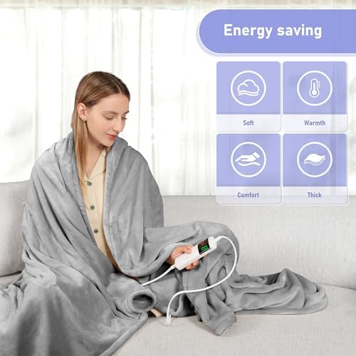 PENGZHU Technology Heated Throw Blanket with 8 Hours Auto Off
