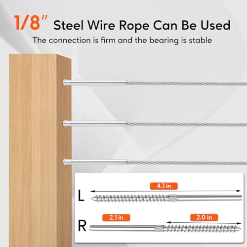 RECTOO 100Pack 18 Swage Lag Screws with Wrench for Cable Railings