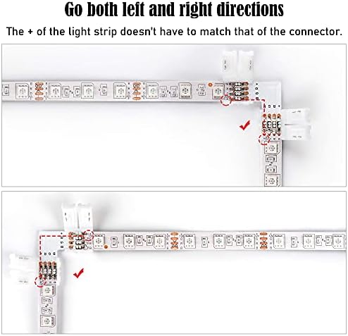 JACKYLED 20Packs L Shape 4-Pin LED Connectors with Clips 10mm
