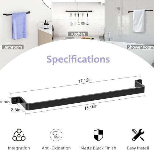 VOTZAAQ 16 Black One-Piece Towel Bar No Assembly