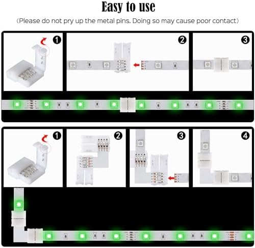JACKYLED 20Packs L Shape 4-Pin LED Connectors with Clips 10mm