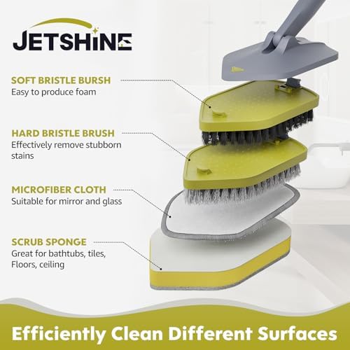 JETSHINE 4-in-1 Tile Tub Scrubber Brush with Extendable Handle 1
