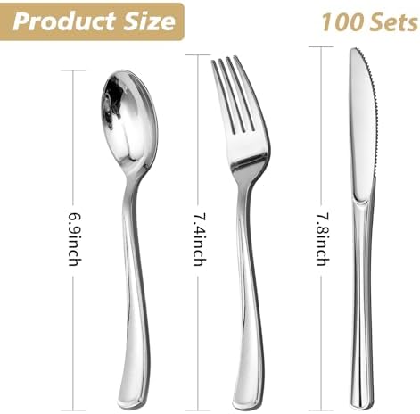 Goodluck 300PCS Silver Plastic Cutlery Set 1