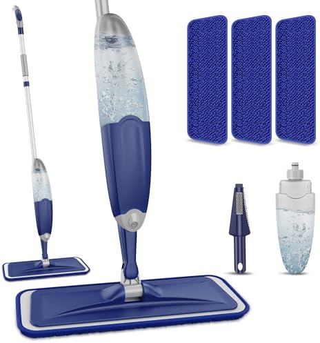 ILAVCLEAN Microfiber Spray Mop - 3 Washable Pads for Wet Dry Cleaning