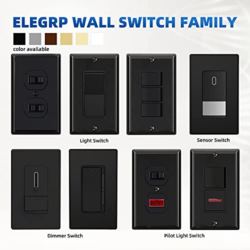 ELEGRP Triple Rocker Light Switch 15A 120V Glossy Black