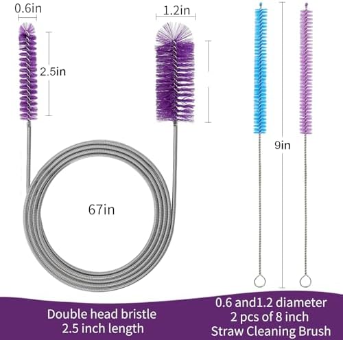 2 Pcs Flexible Long Drain Brush with Stainless Steel Handle