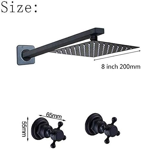 TECKI Black Ultra-thin Wall Mounted Rain Shower Head Faucet
