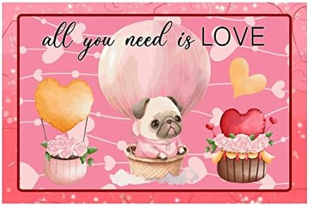 Valentines Day Pug Wall Art Decal 18in