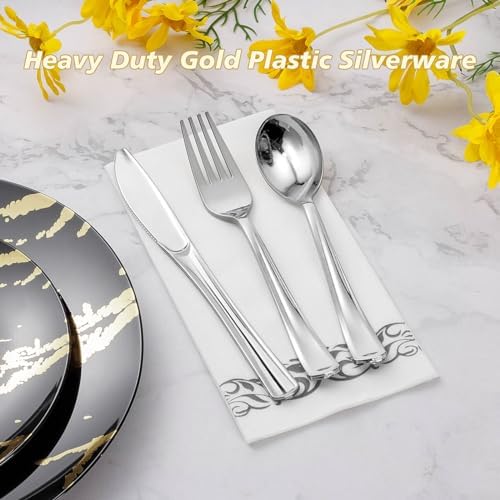 Goodluck 300PCS Silver Plastic Cutlery Set 1