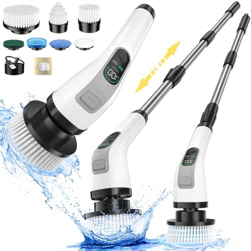 Yesayce Electric Spin Scrubber with 7 Brush Heads and 3 Crevice Brushes
