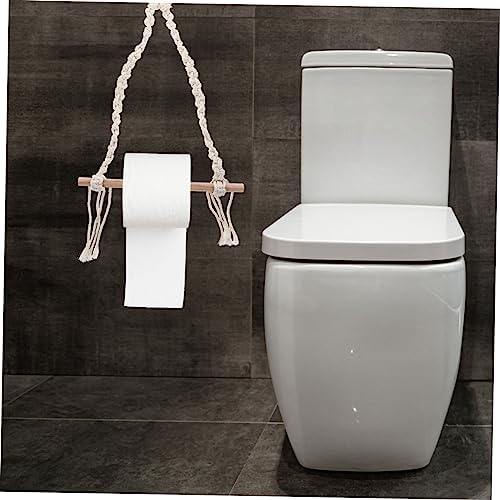 DOITOOL Wooden Toilet Paper Holder with Rope Design