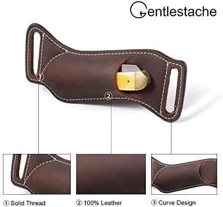 Gentlestache Leather Knife Sheath for Belt EDC Pocket Knife Carrier
