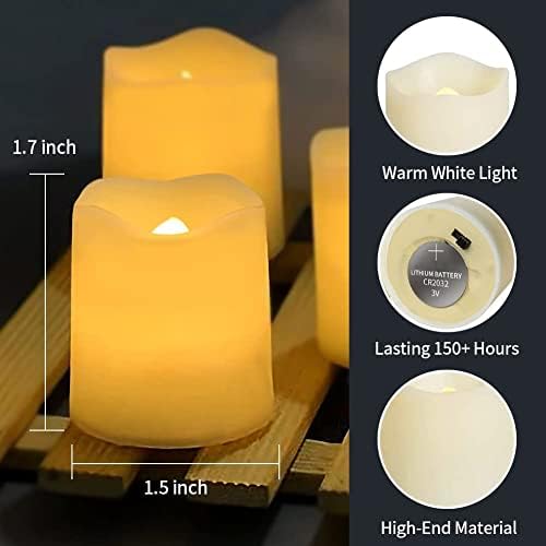 SHYMERY 24 Pack Flameless Votive Candles 200 Hour LED Tea Lights Warm White