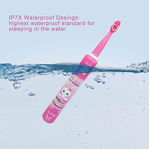 OJV Musical Electric Toothbrush for Kids 3 Modes 2 Min Timer Pink