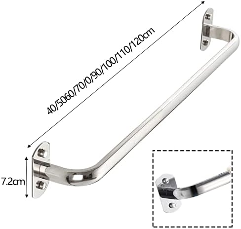 Wall Mounted Towel Bar Rail - Polished Silver 40cm-120cm