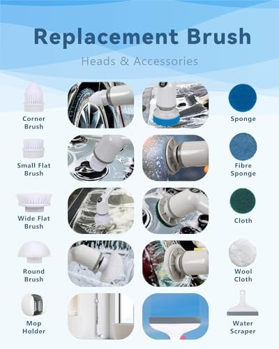 Gremap Electric Spin Scrubber with 9 Heads