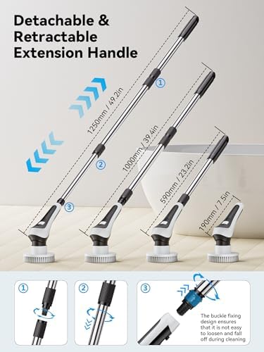 Cordless Electric Spin Scrubber with 8 Replaceable Heads