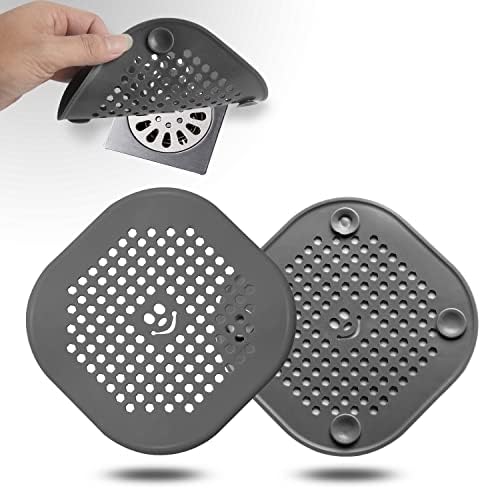 2 Pack Drain Cover Hair Catcher Deep Grey Bath Accessory