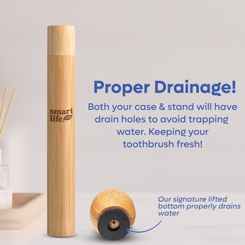 SmartLifeco Bamboo Charcoal Toothbrushes 4-Pack with Case Stand