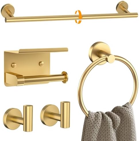 Woekme Brushed Gold Bathroom Hardware Set 5 Pieces