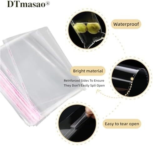 DTmasao 4x6 Inches 200 Pcs Clear Self-Sealing Cellophane Bags
