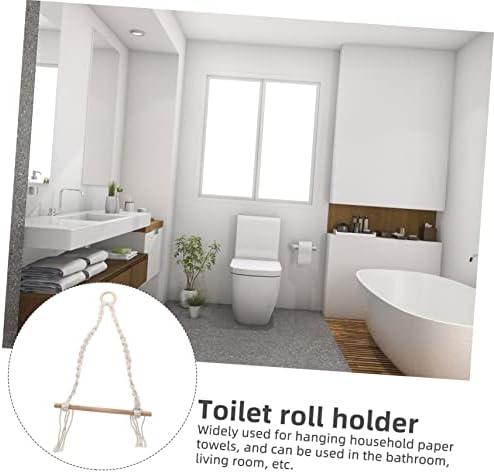 DOITOOL Wooden Toilet Paper Holder with Rope Design