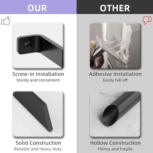 VOTZAAQ 16 Black One-Piece Towel Bar No Assembly