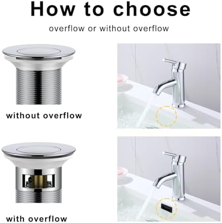 Bathroom Sink Drain Without Overflow Brass and Stainless 304 Chrome Pop Up Stopper