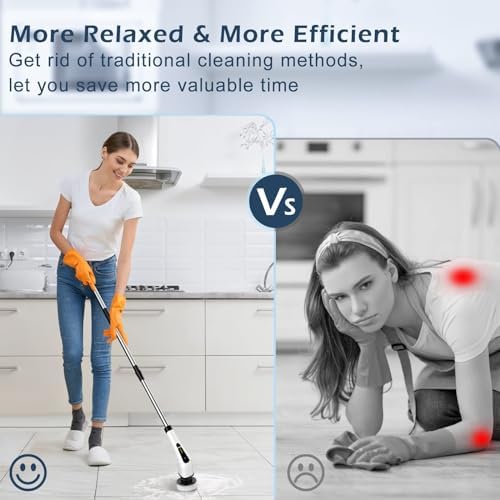 Bomves Cordless Electric Spin Scrubber with 8 Replaceable Brush Heads