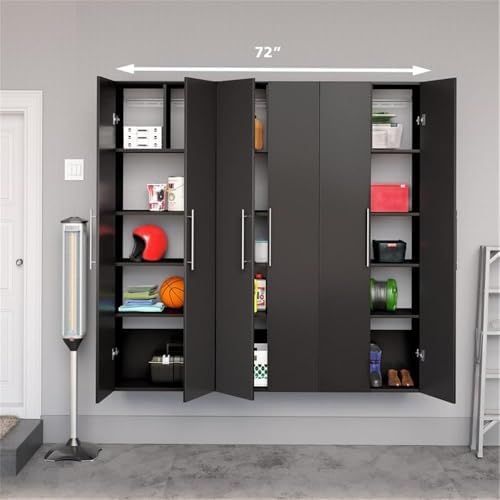 Prepac 3-Piece 72 Garage Cabinet Set Black