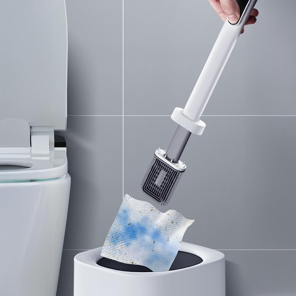 CBUCKS Toilet Brush with Silicone Head and Wet Wipe Holder