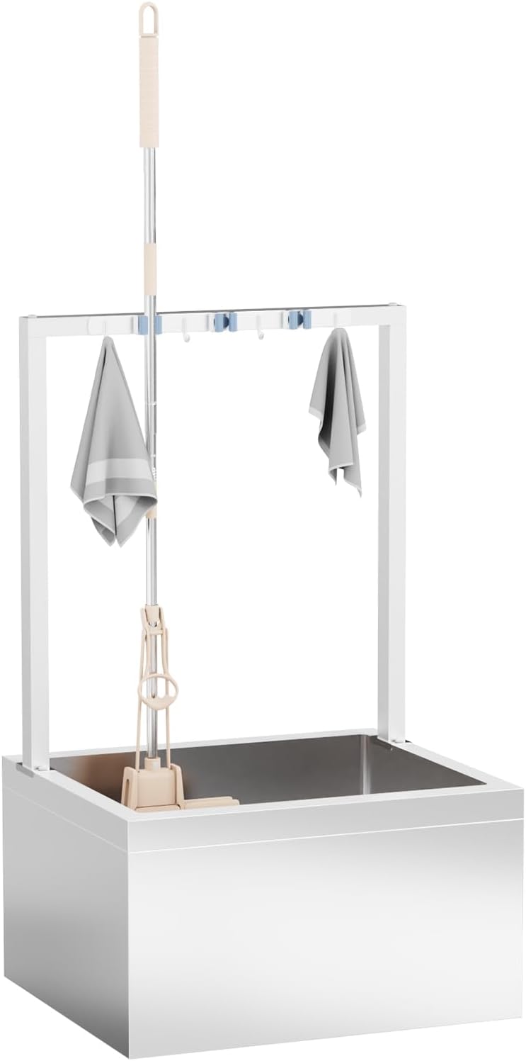 Tongmo Stainless Steel Mop Sink with Tool Rack